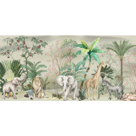 Papel pintado panorámico - Jungla Animales