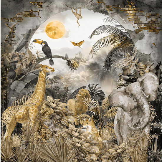 Papel pintado panorámico - Jungla Animales