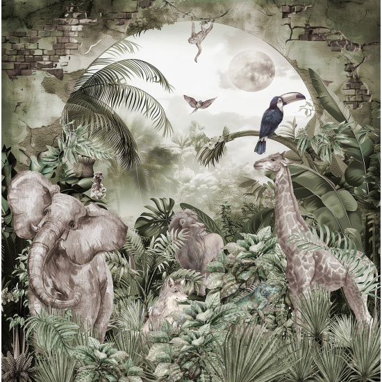 Papel pintado panorámico - Jungla Animales