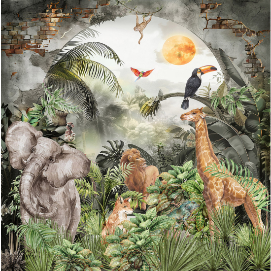 Papel pintado panorámico - Jungla Animales