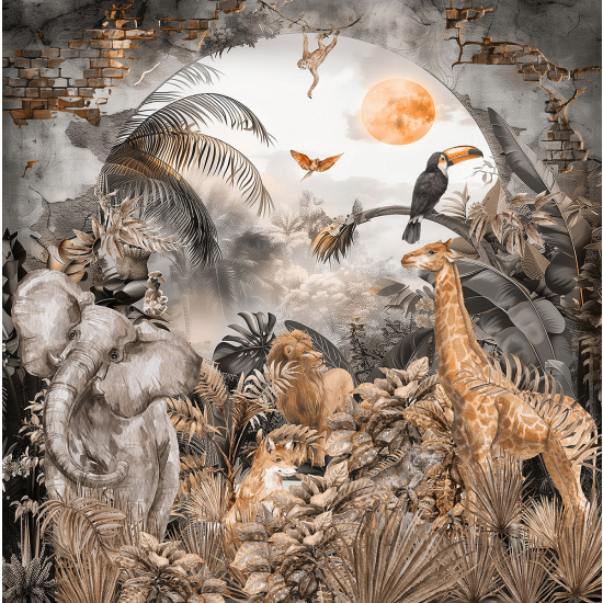 Papel pintado panorámico - Jungla Animales