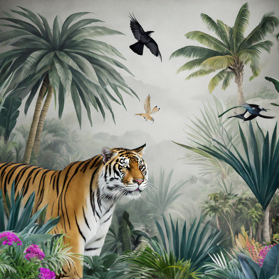 Papel pintado panorámico - Jungla Animales