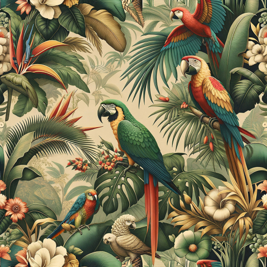 Papel pintado panorámico - Jungla Loros