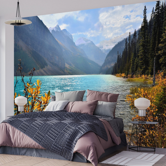 Papel pintado panorámico - Lago Montañas