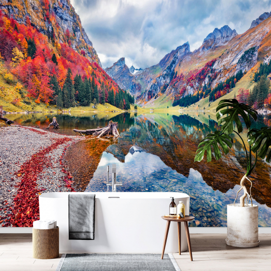 Papel pintado panorámico - Lago Montañas