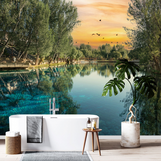 Papel pintado panorámico - Lago y bosque