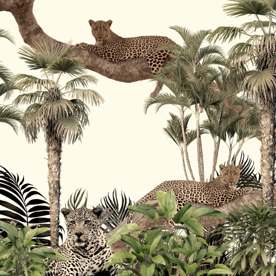 Papel pintado panorámico - Leopardos de la Jungla