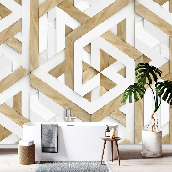 Papel pintado panorámico - Madera geométrica