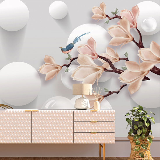 Papel pintado panorámico - Magnolias Efecto 3D
