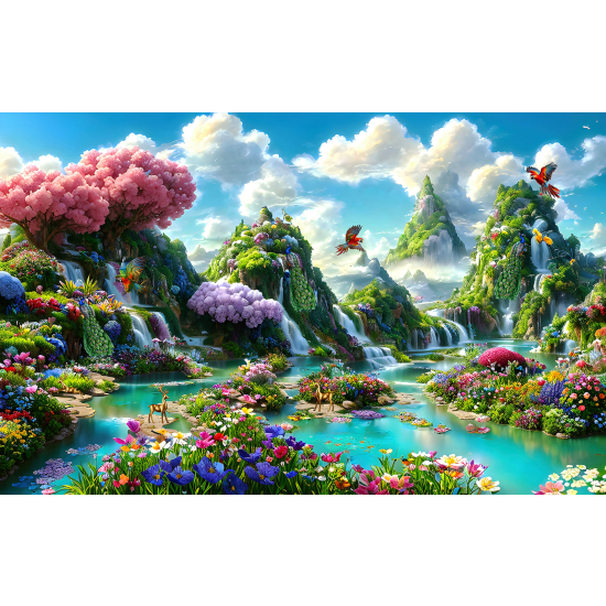 Papel pintado panorámico - Montañas Flores