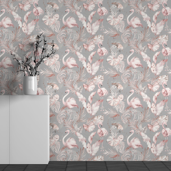 Papel pintado panorámico - Motivo Flores Pájaros