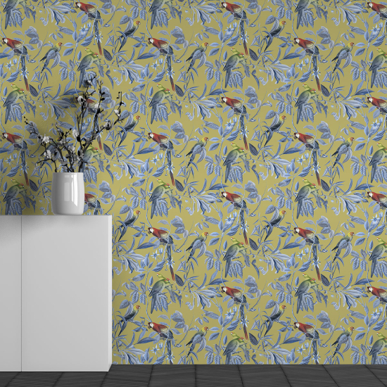Papel pintado panorámico - Motivo Flores Pájaros