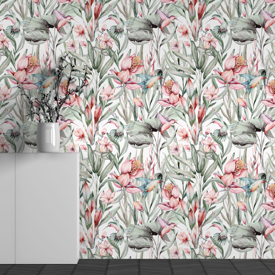 Papel pintado panorámico - Motivo Flores tropicales