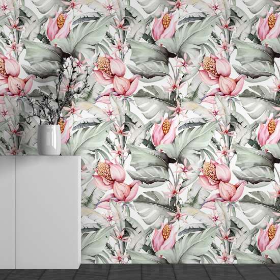 Papel pintado panorámico - Motivo Flores tropicales
