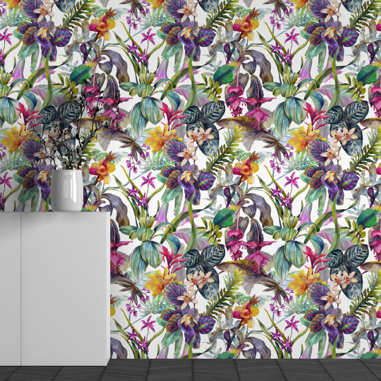 Papel pintado panorámico - Motivo flores tropicales