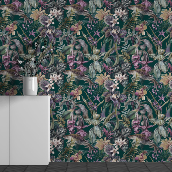 Papel pintado panorámico - Motivo Flores tropicales