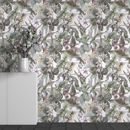 Papel pintado panorámico - Motivo Flores tropicales