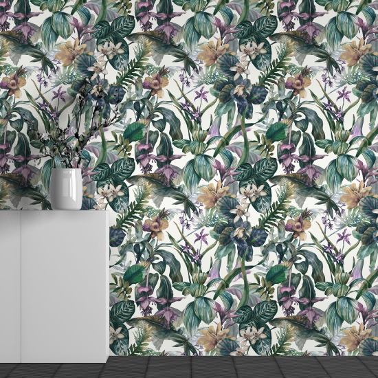 Papel pintado panorámico - Motivo Flores tropicales
