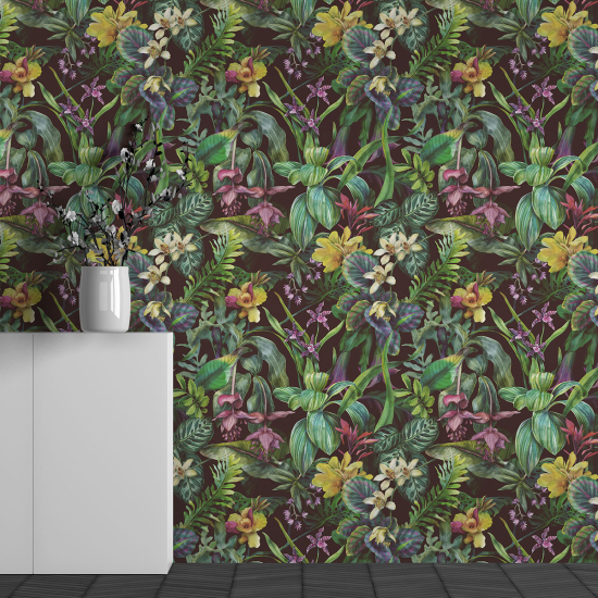 Papel pintado panorámico - Motivo Flores tropicales