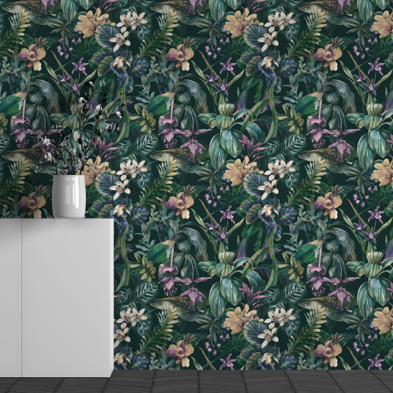 Papel pintado panorámico - Motivo Flores tropicales
