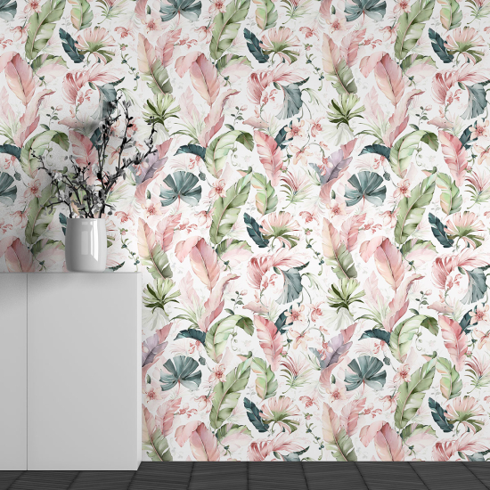 Papel pintado panorámico - Motivo Hojas tropicales