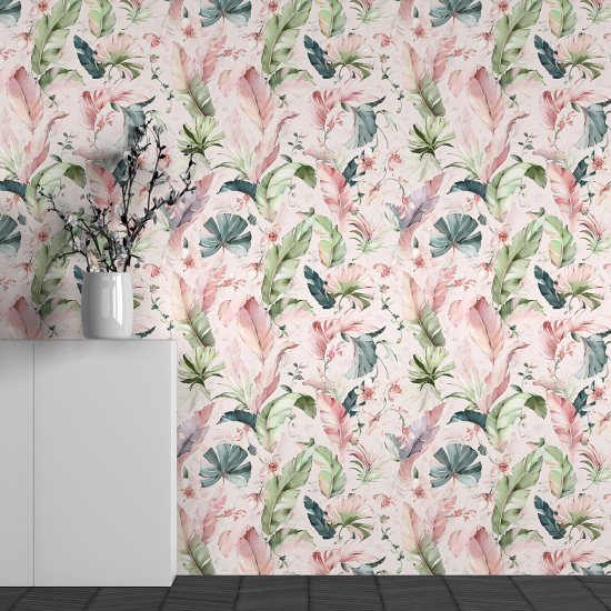 Papel pintado panorámico - Motivo Hojas tropicales