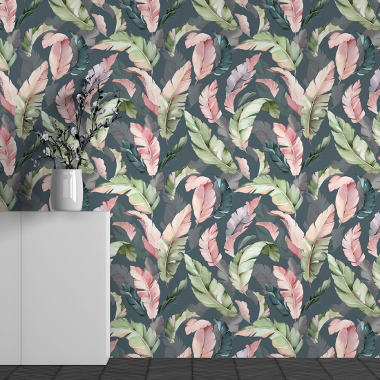 Papel pintado panorámico - Motivo Hojas tropicales