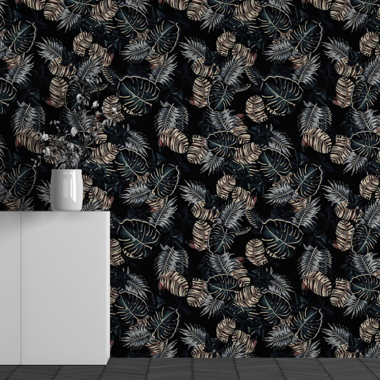 Papel pintado panorámico - Motivo Hojas tropicales