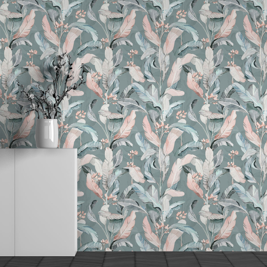 Papel pintado panorámico - Motivo Hojas tropicales
