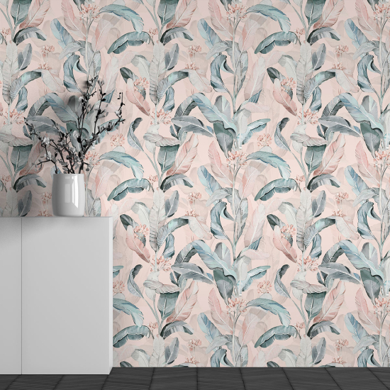 Papel pintado panorámico - Motivo Hojas tropicales