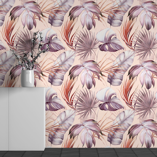 Papel pintado panorámico - Motivo Hojas tropicales