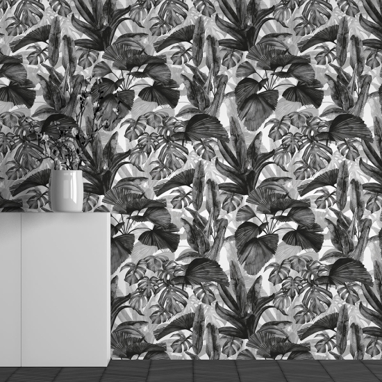 Papel pintado panorámico - Motivo Hojas tropicales