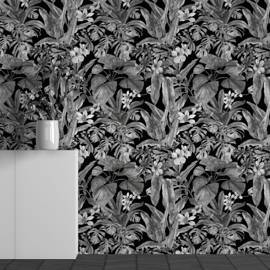 Papel pintado panorámico - Motivo Hojas tropicales