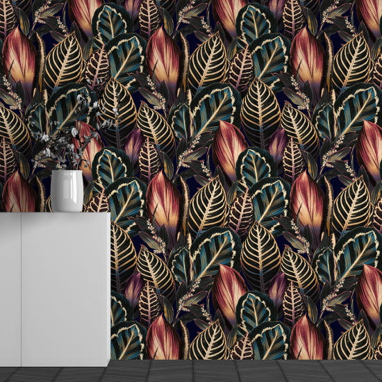 Papel pintado panorámico - Motivo Hojas tropicales