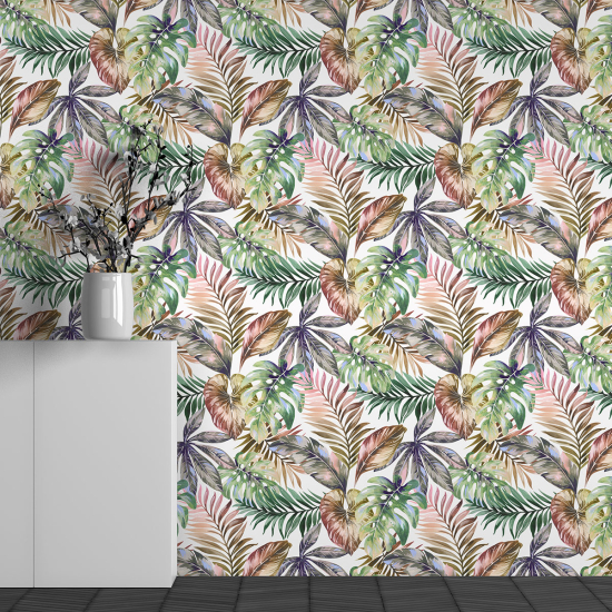 Papel pintado panorámico - Motivo Hojas tropicales