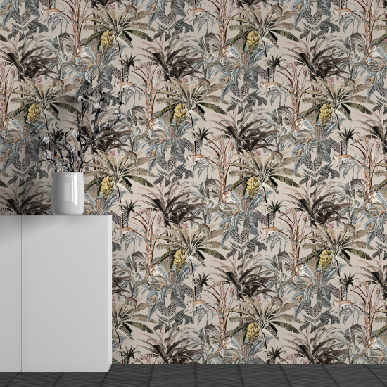 Papel pintado panorámico - Motivo Hojas tropicales