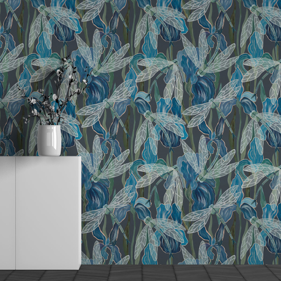 Papel pintado panorámico - Motivo Libélulas