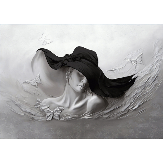 Papel pintado panorámico - Mujer Mariposas 3D