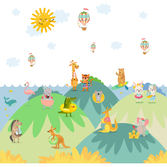 Papel pintado panorámico Niños - Animales