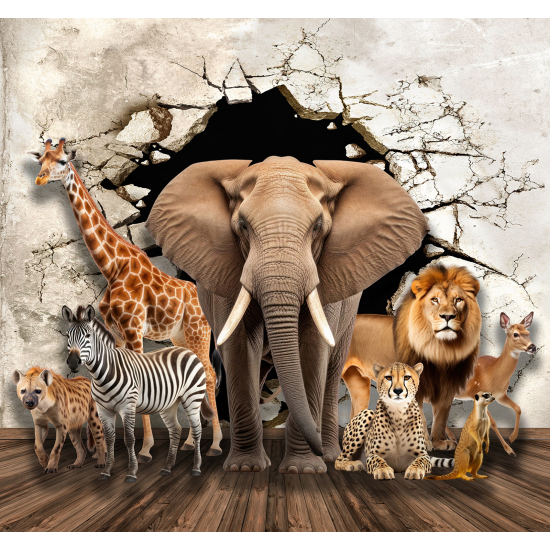 Papel pintado panorámico Niños - Animales 3D