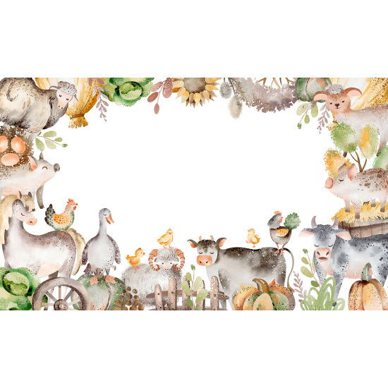 Papel pintado panorámico Niños - Animales de la Granja