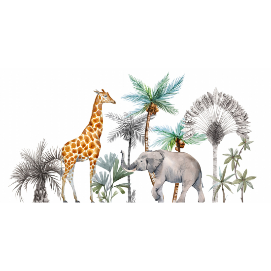 Papel pintado panorámico Niños - Animales de la Jungla