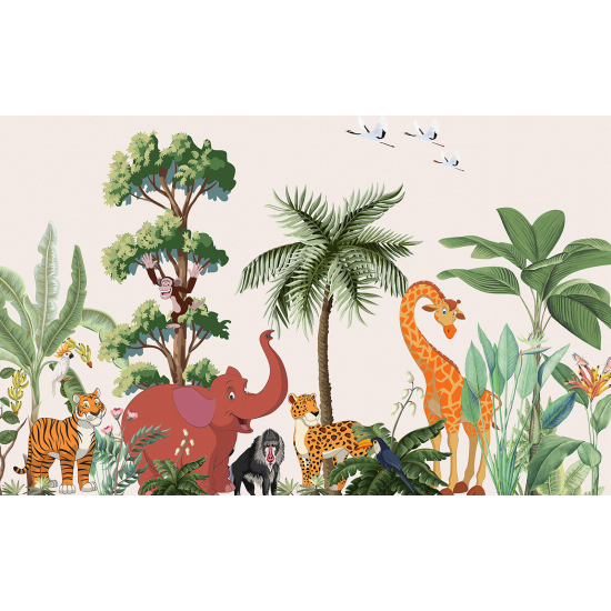 Papel pintado panorámico Niños - Animales de la Selva