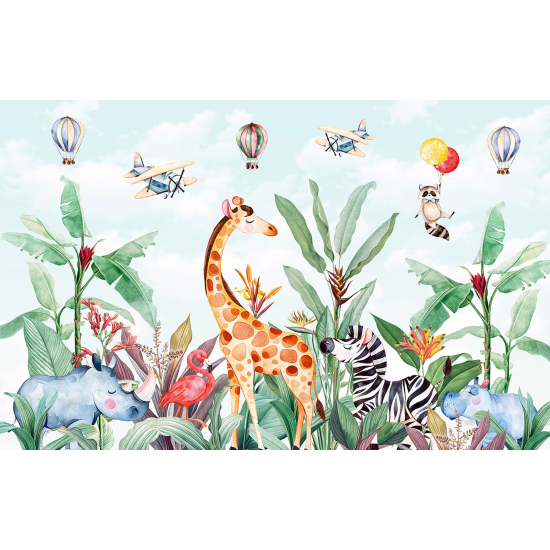 Papel pintado panorámico Niños - Animales de la Selva