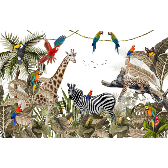 Papel pintado panorámico Niños - Animales de la Selva
