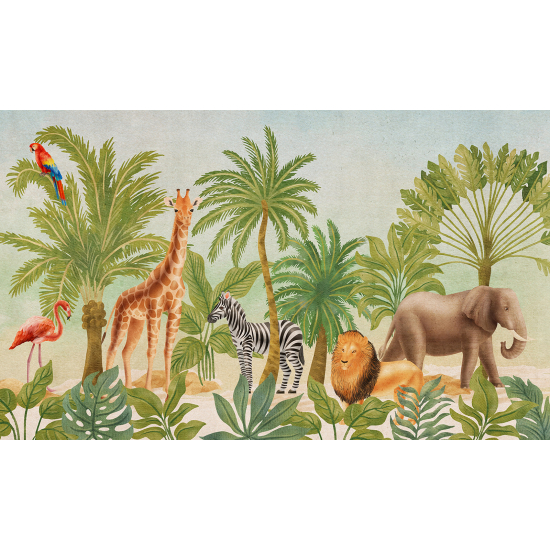 Papel pintado panorámico Niños - Animales de la Selva