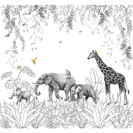Papel pintado panorámico Niños - Animales de la Selva