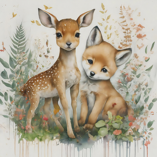 Papel pintado panorámico Niños - Animales del Bosque