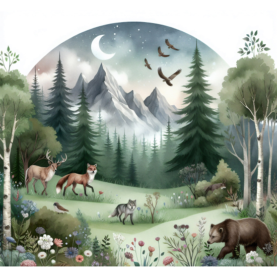 Papel pintado panorámico Niños - Animales del Bosque