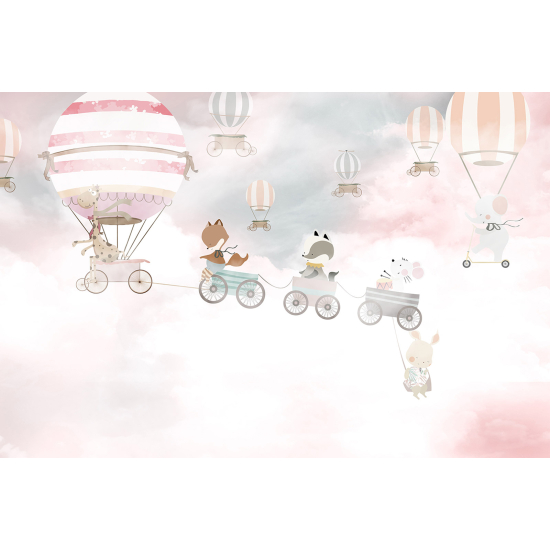 Papel pintado panorámico Niños - Animales Globos aerostáticos